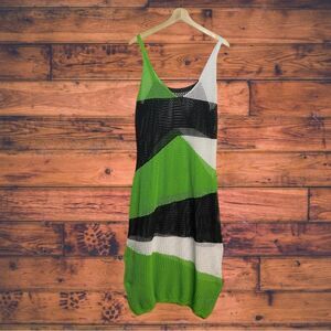 5 for $25🔥SHEIN Curve Knit Sheer Colorblock Green Dress Swim Cover up 2XL